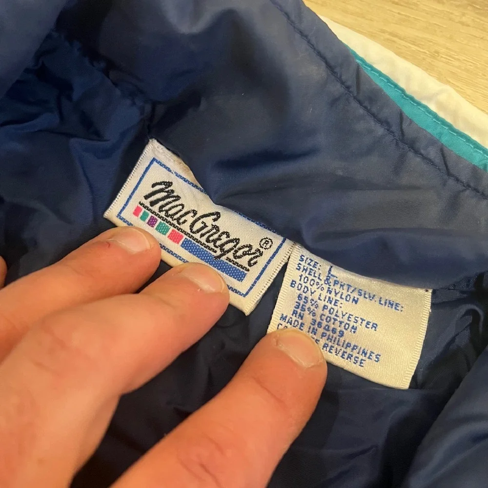 Macgregor Windbreaker Nylon Jacket With Hood Size L‎ 90s Vtg Blue Mens Golf